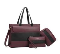 Keyli Laptop Bag for Women Sets,15.6 Inch Computer Work Bags Tote Bag Purses Waterproof Vegan Leather Briefcase Professional Business Shoulder Handbags for Teacher Office Travel Red