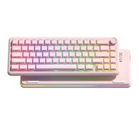 Keymatic 65% Layout Wireless Mechanical Keyboard,Cute Crystal Gaming Keyboard with Knob, Hot Swappable Pre-lubed Switches,Gasket Mounted RGB for Win/Mac,Pink