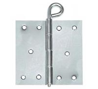 KeyMet 10 Backdrop Hinges, Pack of 10 Square Door Hinges 100 x 100 x 2.0 mm with Removable Ring Pin, Silver, Modern Style, Galvanized Finish