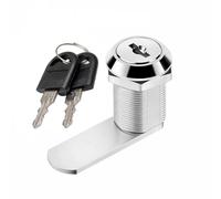 KeyMet Lever Lock, 25 mm Universal Cylinder, Silver, Key Unlock, 19 mm Diameter, 25 mm Length, Securing Cupboards, Furniture, Letter Boxes