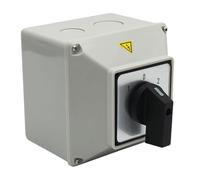 KEYMOO - 32A Changeover Switch with Box, ON-Off-ON 2 Poles Universal Rotary Cam Selector Switch for Power Transfer , Motor Control, UL Approved Industrial Machinery Changeover Switch (32A 3 Poles)