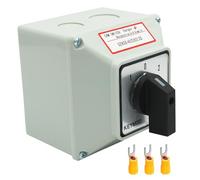 Keymoo 40A Rotary Changeover Switch with Exterior Box, 3 Position 3 Phase 12 Terminals,Universal Selector Switch with AWG 12-10 Yellow Terminals,Cam Switch Box IP65,CE