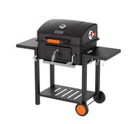 KEYO GRILL 24 Inch Charcoal BBQ Grill - 490 Sq In, Outdoor Barbecue Grill with Height-Adjustable Charcoal Tray and Dual Folding Side Tables, Suit for Garden, Shed, Patio