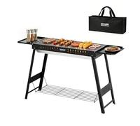 KEYO Portable Charcoal BBQ Grill with Foldable Legs- 345 Sq In(121x33x67cm) | Outdoor Large Barbecue Grill with Chrome - Plated Cooking Grate & Convenient Storage Bag, Camping BBQ for Garden, Shed, Patio