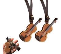 KeyoGoS Crafted Leather Violin & Cello Keychain, Miniature Musical Instrument Keychain, 2Pcs