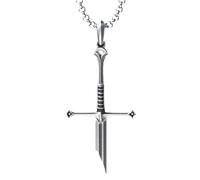 KeyoGoS Silver-Plated Broken Sword Pendant, Gothic Samurai Sword Necklace for Men Women