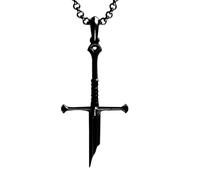 KeyoGoS Silver-Plated Broken Sword Pendant, Gothic Samurai Sword Necklace for Men Women (Black)