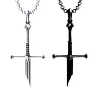 KeyoGoS Silver-Plated Broken Sword Pendant, Knight Sword Necklaces, Gothic Samurai Sword Broken Sword Necklace,Necklace Broken Sword Pendant for Men Women (Black+Silver)