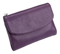 KeyoGoS Unisex Pebble Leather Wallet Full Grain Leather Wallet with Blocking, Zipper Coin Pocket & Multiple Card Slots, Unisex Pebble Real Leather Wallet Bifold Purse (Light Purple)