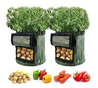 Keyohome 2 Pcs Potato Grow Bags, Plant Growth Bag, Breathable Garden Growing Bag with Flap and Handles for Vegetables, Fruits, Home Grow Bag (10 Gallons)