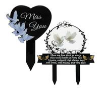 Keyohome 2Pcs Acrylic Dove Memorial Stake for Grave - Waterproof Cemetery Remembrance Plaques, Weatherproof Grave Ornaments, Sympathy Gift for Loss of Loved One, Outdoor Yard Garden Marker