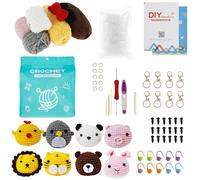 Keyohome 8 Pcs Beginners Crochet Kit, Crochet Kits for Beginners,Animals Crochet Kit,Crochet Set Include Various Accessories with Instructions and Video Tutorials for Starters Adult Kids (8)