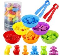 Keyohome Montessori Counting Toy Animal Matching Game with Bowls Clips Color Sorting Stacking Sensory Activities for Preschool Kids Toddlers Over 3 Years Old