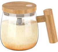 Keyohome Self Stirring Coffee Mug with Handle Electric High Speed Mixing Cup 400ml Portable Glass Mug 7000 RPM High Borosilicate Glass Waterproof Transparent Self Stirring Cup for Gyms Schools Offices