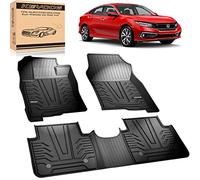 KEYOOG Car Floor Mats, Compatible for 2016-2021 Honda Civic Sedan/Hatchback/Coupe/Type-R, Black TPE Special All-Weather Automotive Mat Interior Accessories Includes 1st and 2nd Row