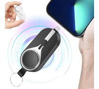 KeyPact Duo, Keypact Duo Charger, Keychain Portable Charger for IPhone, 2000mAh 2 In 1 Mini Power Bank, Portable Emergency Keychain Charging Treasure 2 In 1 Telescopic Connector (Black,For iPhone)