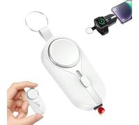KeyPact Duo,Keypact Duo for IPhone,Keychain Rechargeable,2-in-1 Portable Rechargeable Keychain,Keychain Portable Charger,2000 MAh Emergency Mobile Power Bank (for iPhone,White)
