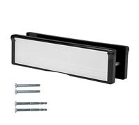 Keypak 10.62" (27cm) Door Letterplate - Adjustable Letter Box for UPVC Composite Timber Doors, Fits 40-80mm Doors, Anti-Snap Flap, Internal Draught Excluder Letterbox (Black/Satin Anodised Aluminium)