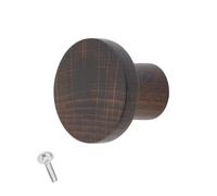 keypak 10 Pack Basic Round Wooden Knobs 33mm - Beech Wood Cabinet & Drawer Knob Handles for Kitchen, Furniture & DIY Renovations (Dark Wood)
