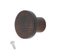 Keypak 10 Pack Basic Round Wooden Knobs 33mm Dark Stain - Classic Beech Wood Cabinet Handles For Furniture & Diy