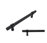 keypak 10 Pack Black Knurled Kitchen Cupboard Handles, 128mm Hole Centres, Aluminium T-Bar Pulls for Cabinet, Wardrobe Doors, Chest of Drawers