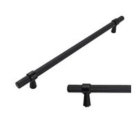 keypak 10 Pack Black Knurled Kitchen Cupboard Handles, 224mm Hole Centres, Aluminium T-Bar Pulls for Cabinet, Wardrobe Doors, Chest of Drawers