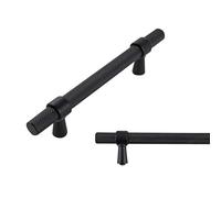 keypak 10 Pack Black Knurled Kitchen Cupboard Handles, 96mm Hole Centres, Aluminium T-Bar Pulls for Cabinet, Wardrobe Doors, Chest of Drawers