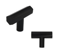 keypak 10 Pack Black Metal Hexagonal Kitchen Cupboard Handles 40mm Knob | Aluminium T-Bar Pulls for Cabinet, Wardrobe Doors, Chest of Drawers