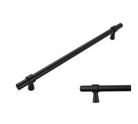 keypak 10 Pack Black Smooth T-Bar Kitchen Cupboard Handles 224mm