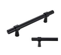 keypak 10 Pack Black Smooth T-Bar Kitchen Cupboard Handles 96mm | 150mm Bar, Aluminium Pulls for Cabinet, Wardrobe Doors, Chest of Drawers