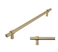 keypak 10 Pack Brushed Brass T-Bar Smooth Kitchen Cupboard Handles 224mm