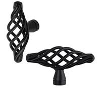 keypak 10 Pack Classic Cage Door Knobs 64mm Black Metal Handles | Stylish Steel Cabinet & Drawer Knob Handles for Kitchen Cabinets, Wardrobes, Cupboards, Furniture & DIY Renovations