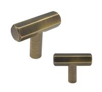 keypak 10 Pack Hexagonal Bar Metal Knobs 40mm - Decorative Cabinet & Drawer Knob Handles for Kitchen Cabinets, Wardrobes, Cupboards, Furniture & DIY Renovations (Antique Brass)