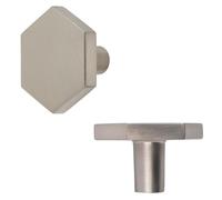 keypak 10 Pack Hexagonal Door Knobs 35mm Satin Nickel Handles | Modern Cabinet & Drawer Knob Handles for Kitchen Cabinets, Cupboards, Wardrobes, Furniture & DIY Renovations