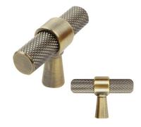 Keypak 10 Pack Knurled Cabinet T Pull Handles Set, Antique Brass - Premium Kitchen Drawer Knob Fittings
