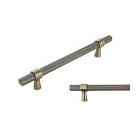 keypak 10 Pack Knurled T-Bar Cabinet Handles, 128mm Hole Centres, Antique Brass - Modern Drawer Pulls for Kitchen Cupboards, Wardrobe Doors, Dresser