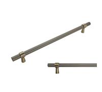 keypak 10 Pack Knurled T-Bar Cabinet Handles, 224mm Hole Centres, Antique Brass - Modern Drawer Pulls for Kitchen Cupboards, Wardrobe Doors, Dresser