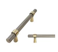keypak 10 Pack Knurled T-Bar Cabinet Handles, 96mm Hole Centres, Antique Brass - Modern Drawer Pulls for Kitchen Cupboards, Wardrobe Doors, Dresser
