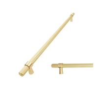 Keypak 10 Pack Knurled T Bar Pull Handles 320mm Hole Centre Brushed Brass - For Kitchen Cabinets And Drawers Modern Style