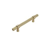 Keypak 10 Pack Knurled T Bar Pull Handles 96mm Hole Centre Brushed Brass - Modern Style For Kitchen Drawer & Cabinet