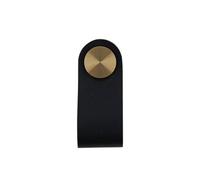 Keypak 10 Pack Leather Pull Handles 60mm Black & Brushed Brass - Cabinet Drawer Wardrobe Furniture Handle Knob Pull