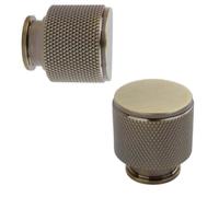 keypak 10 Pack Medium Antique Brass Knurled Cabinet Knobs 25mm Wide | Modern Drawer Pull Handles for Kitchen Cabinets, Cupboards, Furniture & Doors