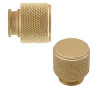 Keypak 10 Pack Medium Brushed Brass Knurled Cabinet Knobs - Modern Drawer Pull Handles For Kitchen Cabinets & Cupboards