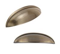 keypak 10 Pack Metal Shaker Handles 88mm Antique Brass - Vintage Zinc Alloy Cabinet & Drawer Pull Handles for Kitchen Cabinets, Cupboards, Furniture & DIY Renovations