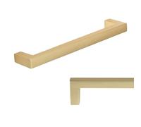 keypak 10 Pack Metal Square T-Bar Handles 128mm Hole Centre Brushed Brass - Aluminium Cabinet & Drawer Pull Handles for Kitchen Cabinets, Cupboards, Furniture & DIY Renovations