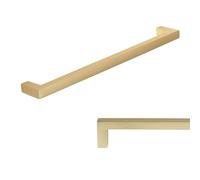 keypak 10 Pack Metal Square T-Bar Handles, 192mm Hole Centre, Brushed Brass - Aluminium Cabinet & Drawer Pull Handles for Kitchen Cabinets, Cupboards, Furniture & DIY Renovations