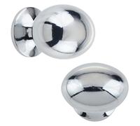 keypak 10 Pack Oval Metal Door Knobs 30mm Cabinet Door Knob | Contemporary Handles for Kitchen Cabinets, Wardrobes, Cupboards, Furniture & DIY Renovations (Polished Chrome)