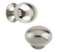 keypak 10 Pack Oval Metal Door Knobs 30mm - Contemporary Cabinet Door Knob Handles for Kitchen Cabinets, Wardrobes, Cupboards, Furniture & DIY Renovations (Satin Nickel)