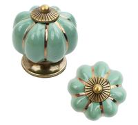 keypak 10 Pack Pumpkin Cabinet Door Knobs 41mm Green & Antique Brass