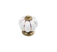 Keypak 10 Pack Pumpkin Cabinet Door Knobs - White & Antique Brass - Vintage Style Drawer Handles For Bedroom Furniture